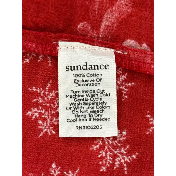Sundance Womens Top Red Floral Button-Up Boho Blouse Long Sleeve Cotton Size M - Picture 7 of 7
